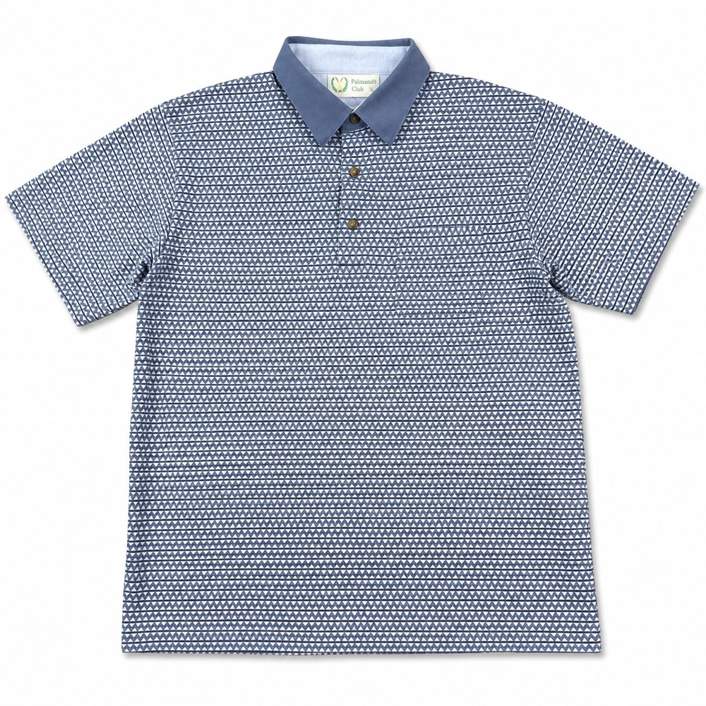 Vintage Palmland Club Polo Shirt Mens Large Blue Geometric Pattern Golf